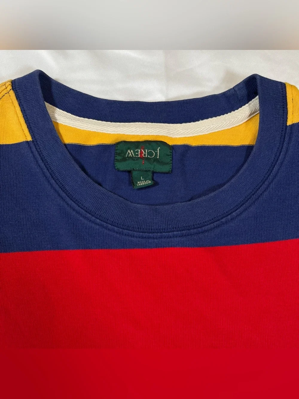 J. Crew Oarsman Rugby crewneck‎ Shirt Men L Striped Colorblock long sleeve